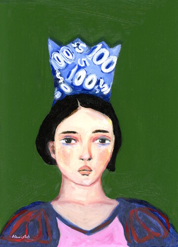 Nekane, Snow White with Money Crown, Modern Oil Portrait by Alexandra Swistak, Painting for Sale on Select