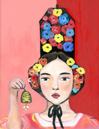 Gaia in House Hat, Portrait Oil Painting by Alexandra Swistak by Alexandra Swistak, Painting for Sale on Select