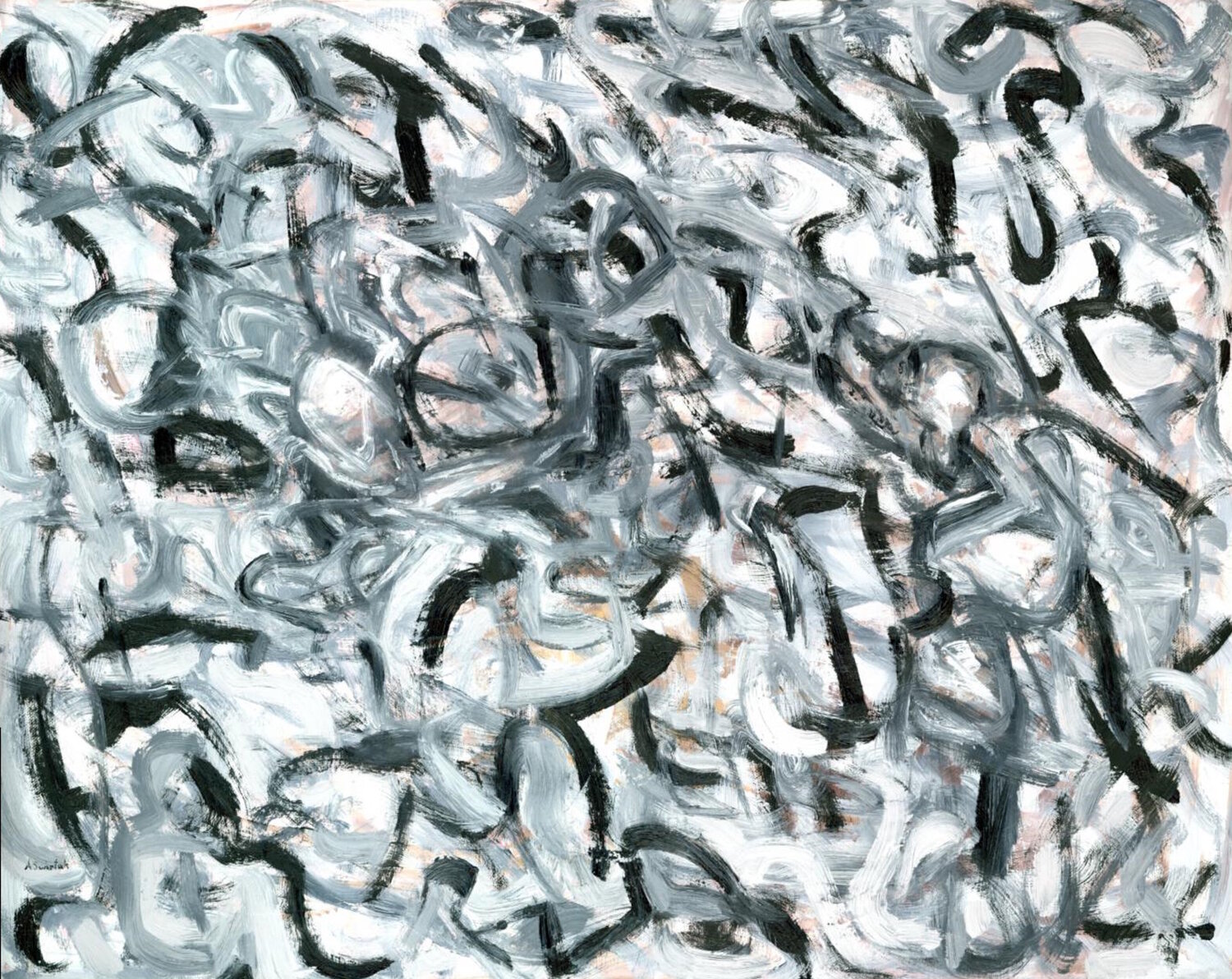 Ancient Graffiti, Abstract Expressionist Oil Painting by Alexandra Swistak Alexandra Swistak Original painting for sale