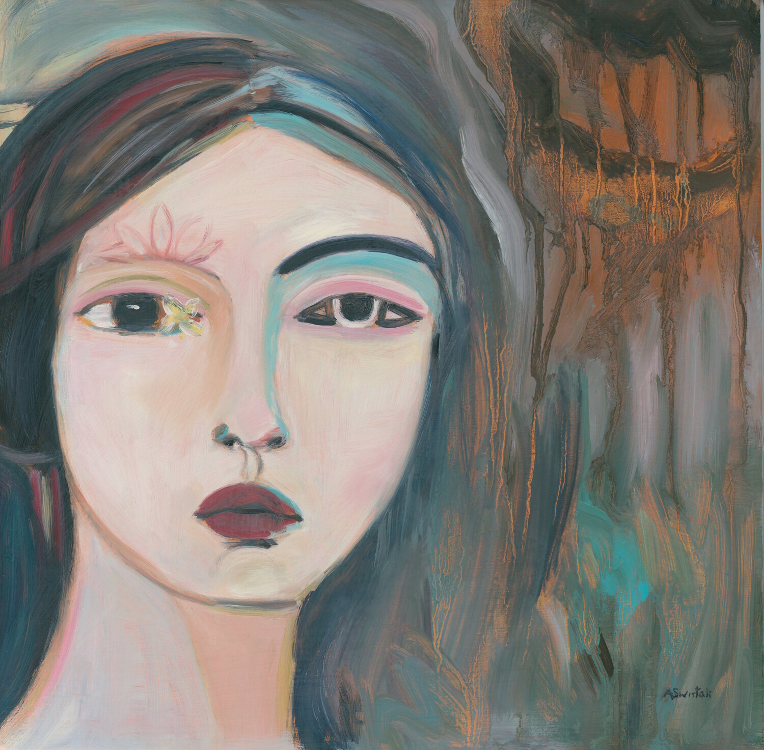 Star Child, Modern Abstract Portrait Oil Painting Alexandra Swistak Original painting for sale