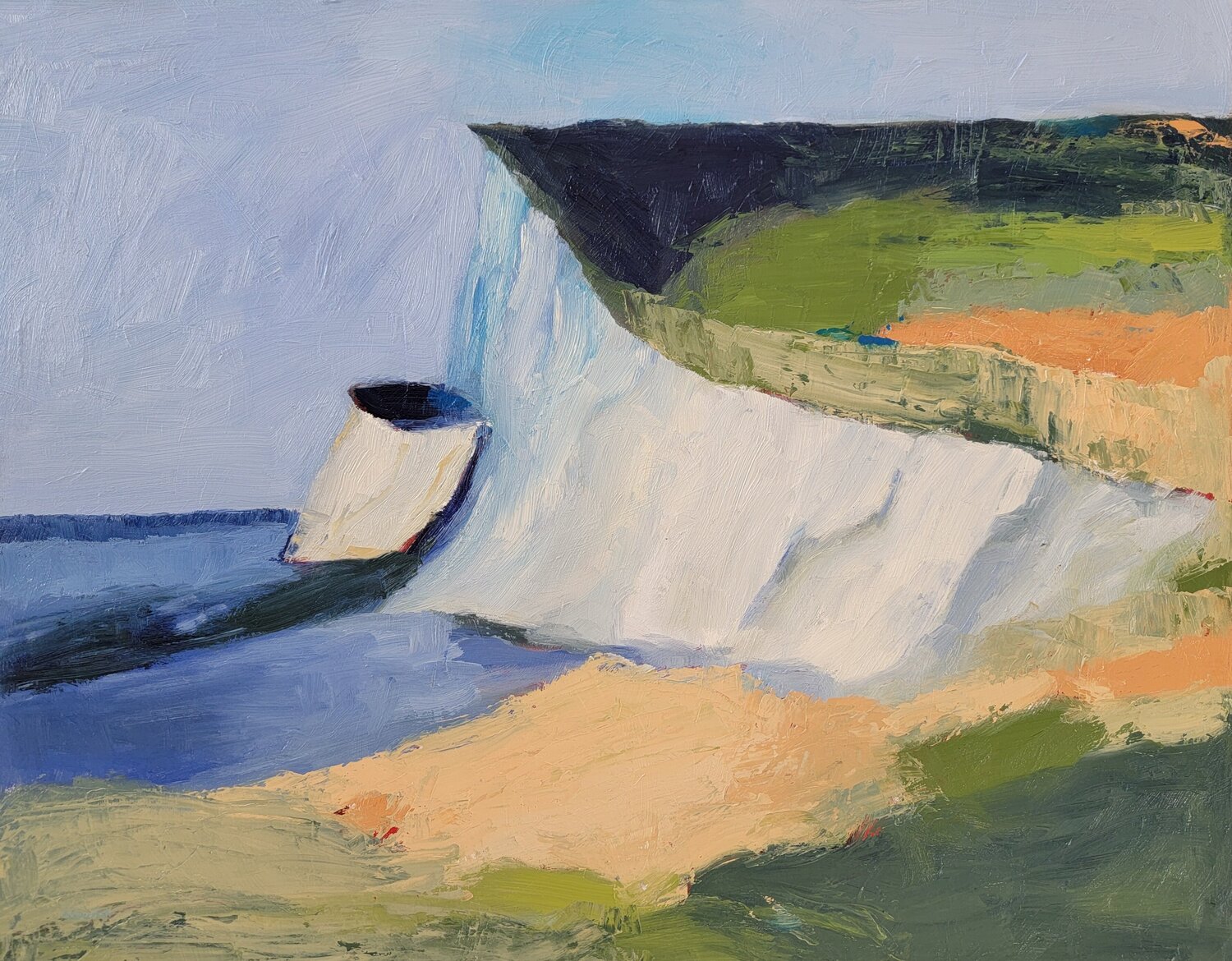 Cliffside 3, Seascape Landscape Oil Painting Alexandra Swistak Original painting for sale