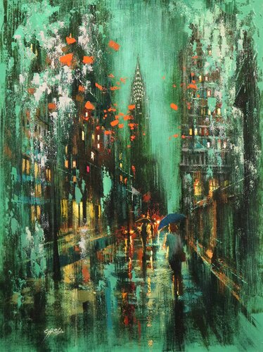 Toward Lexington Avenue on Rainy Day by Chin H Shin, Painting for Sale on Select