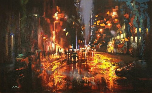 NIGHT BUS 2 by Chin H Shin, Painting for Sale on Select