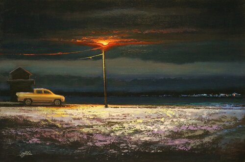 WINTER HARBOR by Chin H Shin, Painting for Sale on Select