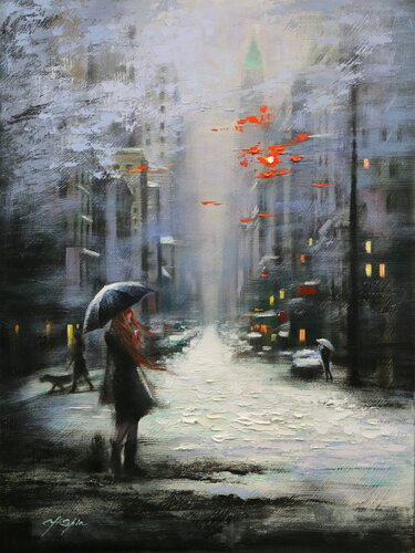 WINTER WHITE IN MANHATTAN by Chin H Shin, Painting for Sale on Select