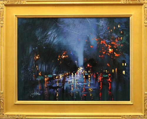 Rainy Day 17 Central Park West by Chin H Shin, Painting for Sale on Select