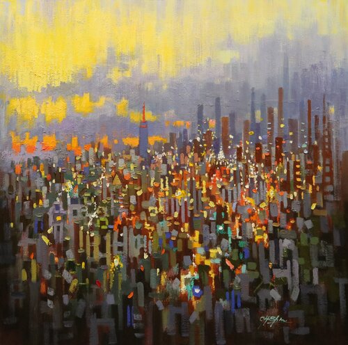 New York Toward Sunset by Chin H Shin, Painting for Sale on Select