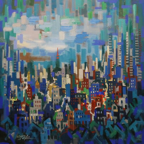 The Blue City by Chin H Shin, Painting for Sale on Select