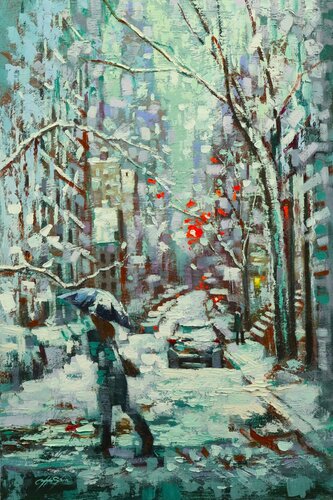 Green Winter in Upper New York by Chin H Shin, Painting for Sale on Select