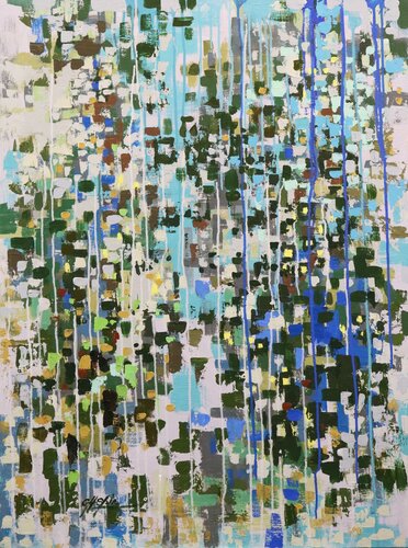 April Rain in Gramercy by Chin H Shin, Painting for Sale on Select