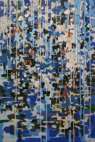 Blue Rain and Lexington Avenue by Chin H Shin, Painting for Sale on Select