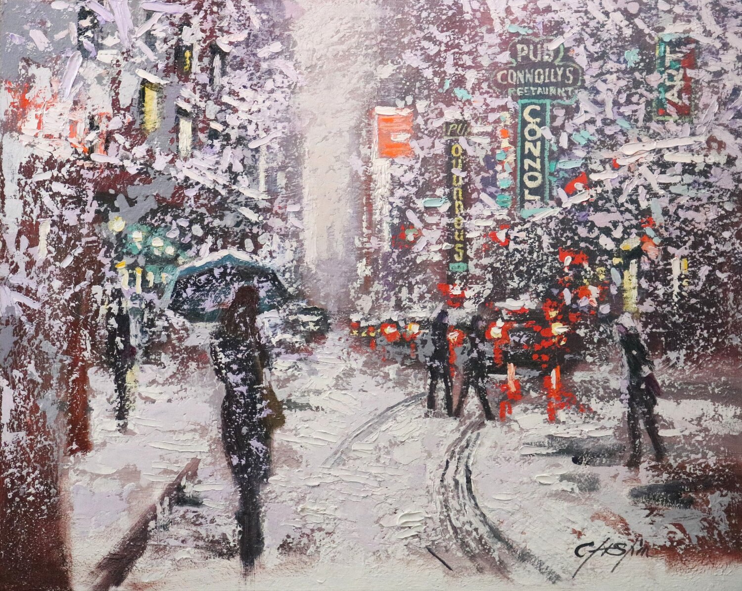 WINTER IS HERE Chin H Shin Original painting for sale