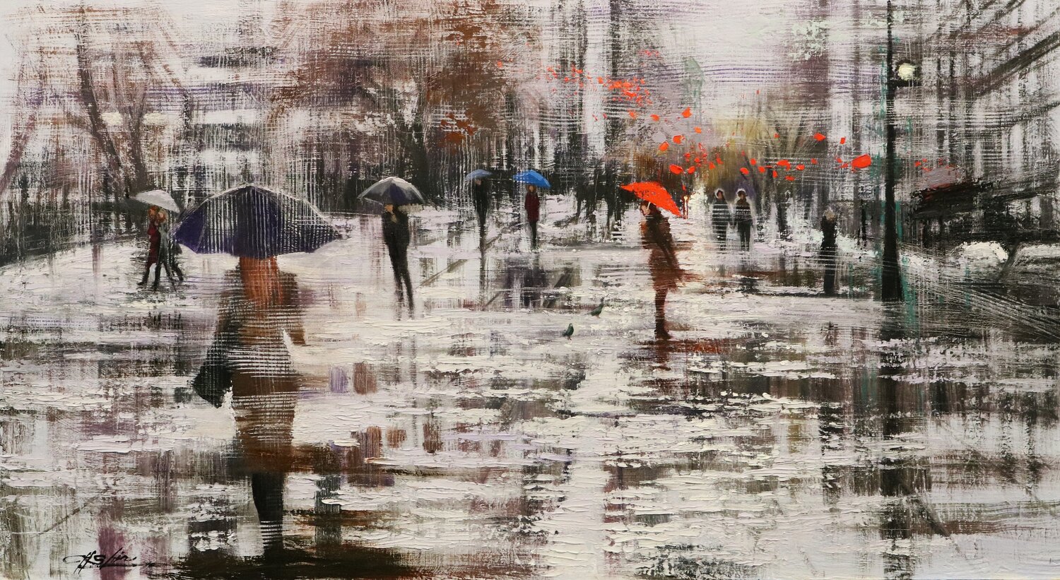 Winter Rainy Days 5 Chin H Shin Original painting for sale