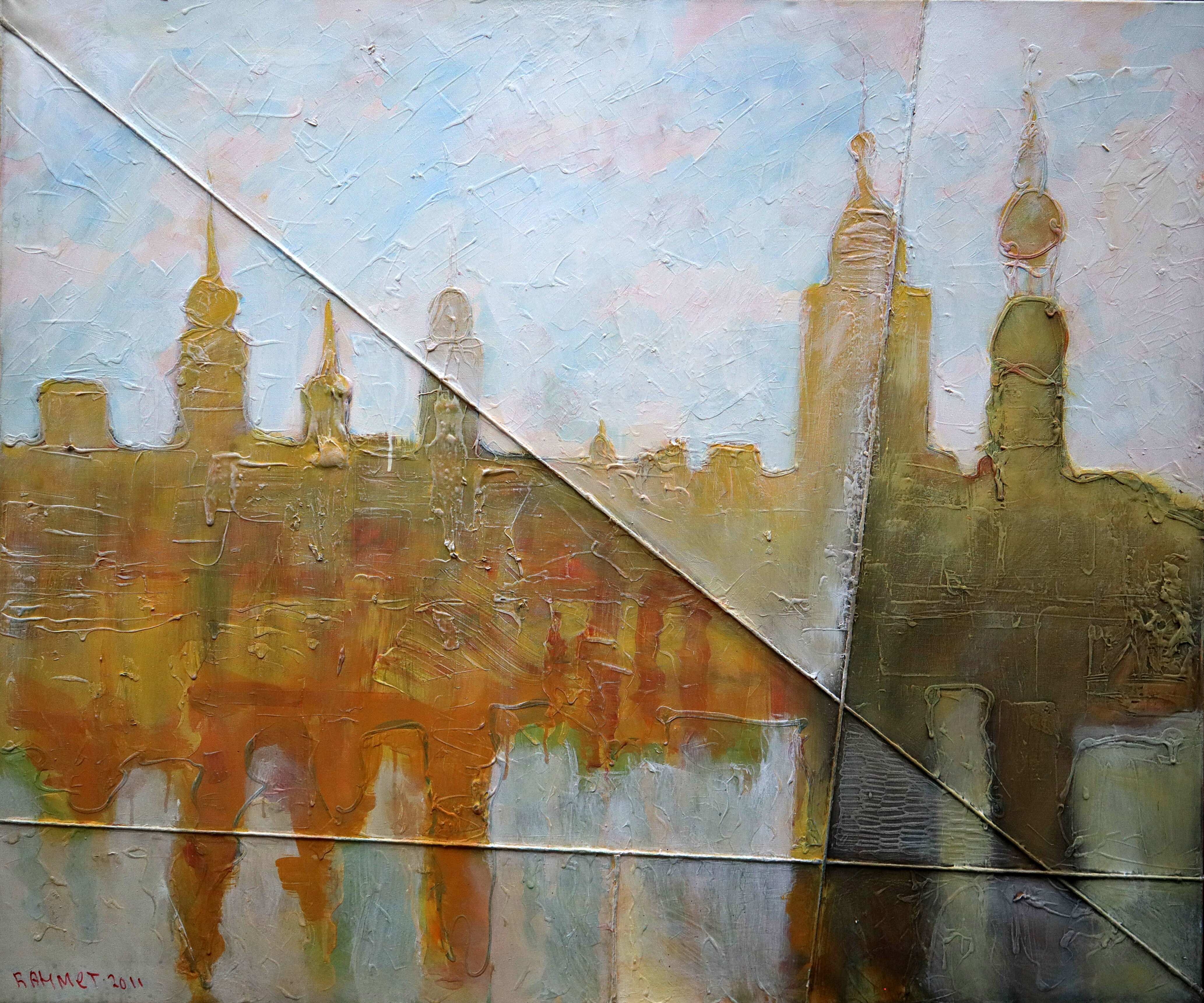 Melody of the City: abstract art, canvas, oil, acrylic