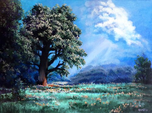 Flower Glade by Rakhmet Redzhepov, Painting for Sale on Select