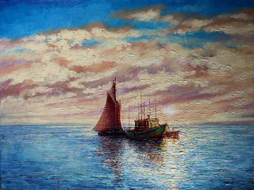Meeting at Sea by Rakhmet Redzhepov, Painting for Sale on Select