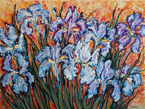 Irises on Gold by Rakhmet Redzhepov, Painting for Sale on Select