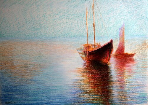 Sailboats by Rakhmet Redzhepov, Painting for Sale on Select