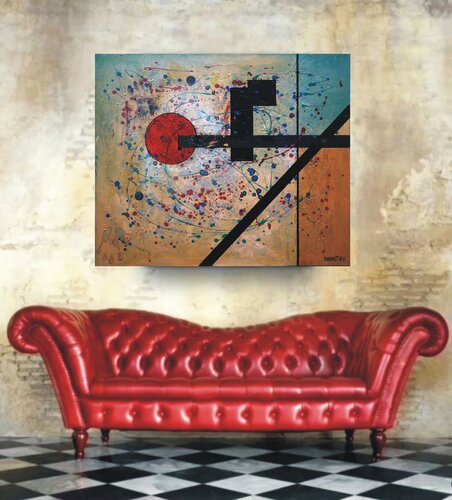 Golden Silence: abstract art, canvas, oil, acrylic by Rakhmet Redzhepov, Painting for Sale on Select