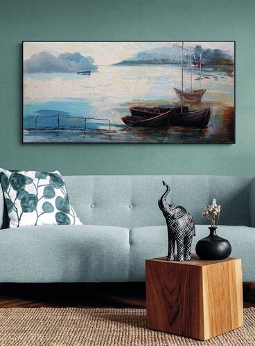 Old Boats: (SPACES Series) Canvas, Oil, Acrylic by Rakhmet Redzhepov, Painting for Sale on Select