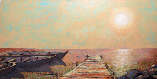 Sunlit Pier : (SPACES Series) Canvas, Oil, Acrylic by Rakhmet Redzhepov, Painting for Sale on Select