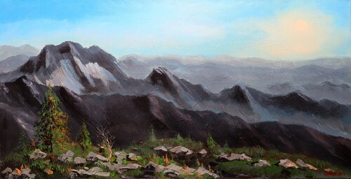 Mountain Echo (SPACES Series) Canvas, Oil, Acrylic by Rakhmet Redzhepov, Painting for Sale on Select