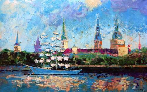 Riga Panorama, BALTIC series von Rakhmet Redzhepov, Malerei kaufen auf Select