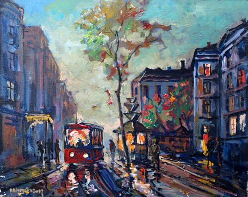 Riga Tram, BALTIC series von Rakhmet Redzhepov, Malerei kaufen auf Select