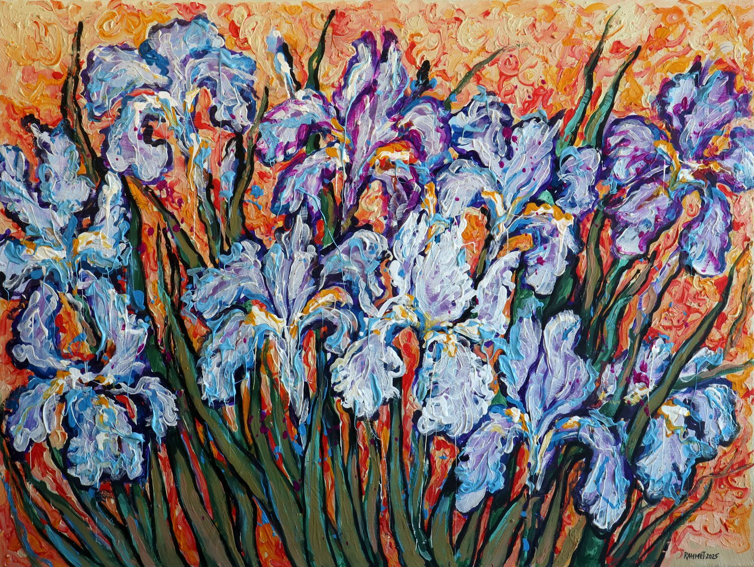 Irises on Gold Rakhmet Redzhepov Original painting for sale