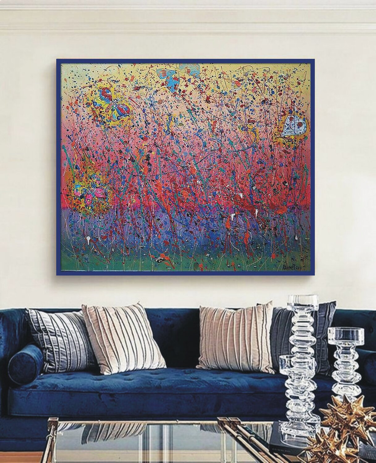 Butterfly Carnival: abstract art, canvas, oil, acrylic, 100/120cm Rakhmet Redzhepov Original painting for sale