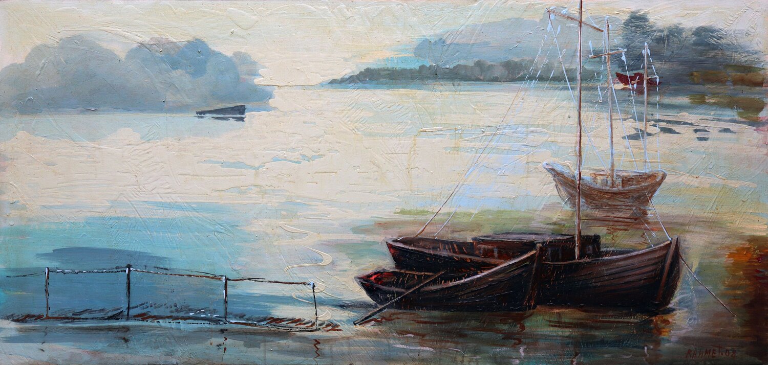Old Boats: (SPACES Series) Canvas, Oil, Acrylic Rakhmet Redzhepov Original painting for sale