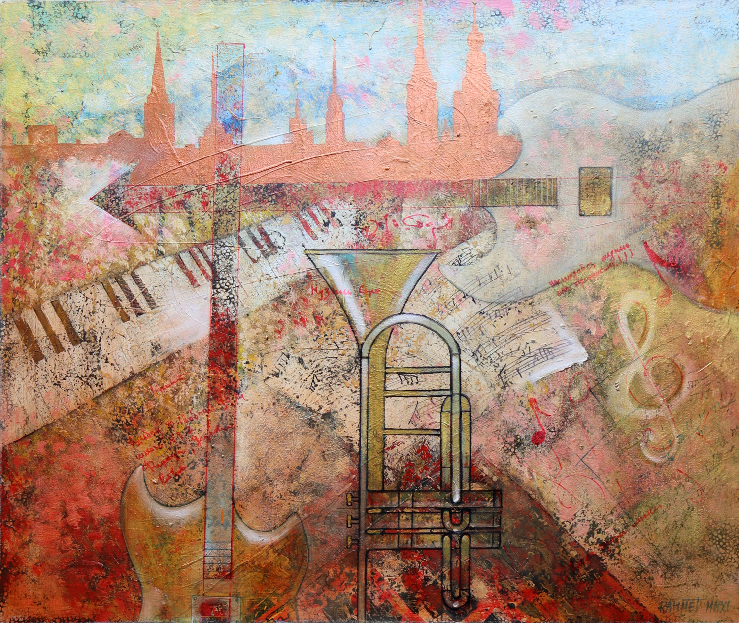 Urban Blues: abstract art, canvas, oil, acrylic, 100/120cm Rakhmet Redzhepov Original painting for sale