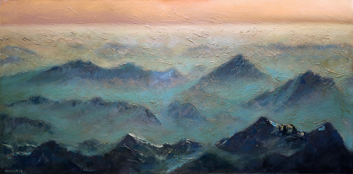 Himalayas: (SPACES Series) Canvas, Oil, Acrylic Rakhmet Redzhepov Original painting for sale