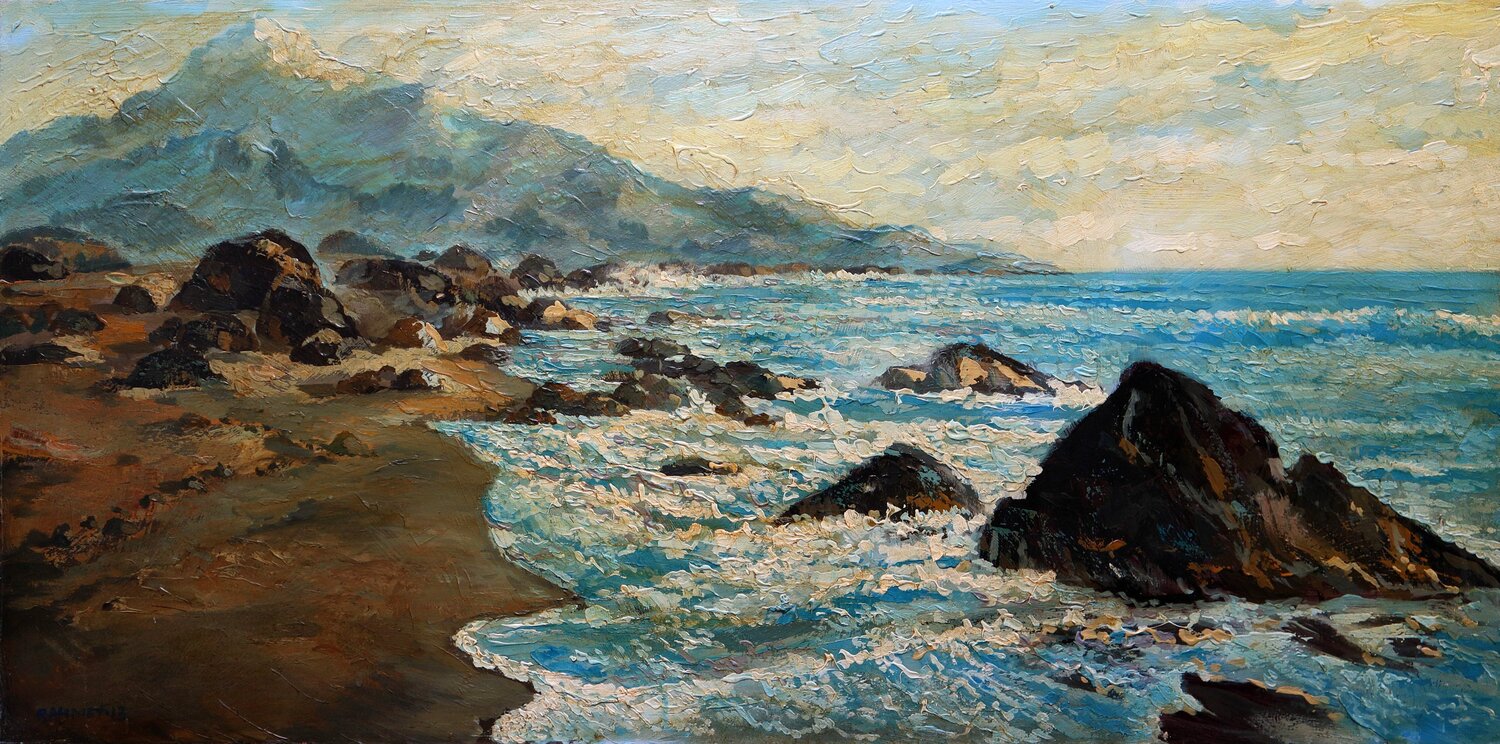 Melody of the Surf : (SPACES Series) Canvas, Oil, Acrylic Rakhmet Redzhepov Original painting for sale