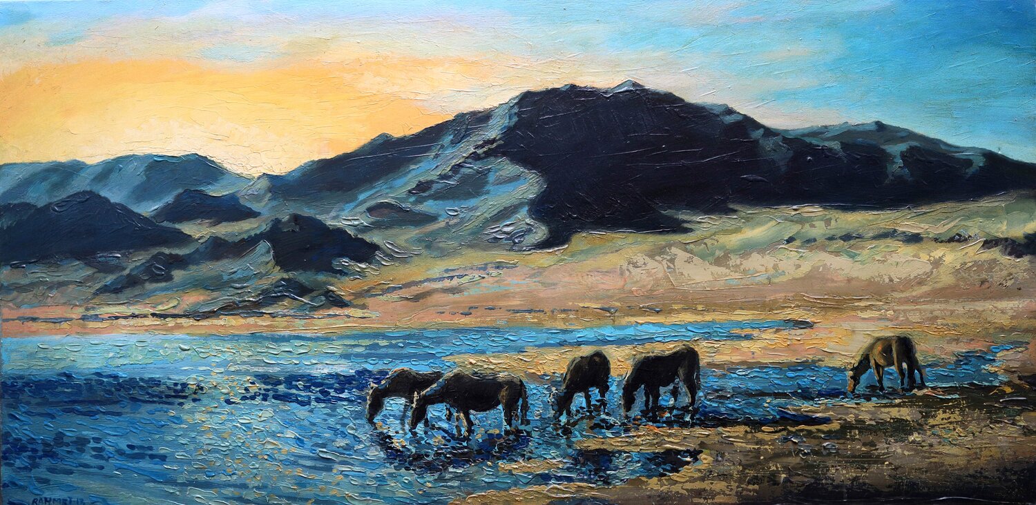 Morning Oasis : (SPACES Series) Canvas, Oil, Acrylic Rakhmet Redzhepov Original painting for sale