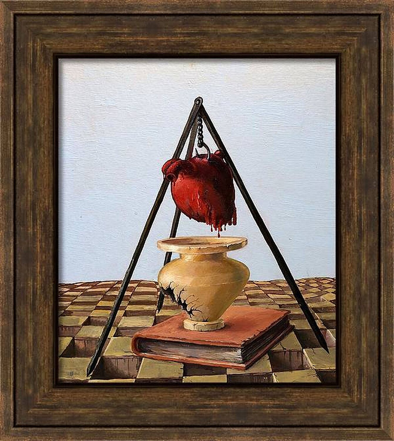 "HEART"  cardboard, oil, 38x33.5 cm. 1990 Rakhmet Redzhepov Original painting for sale