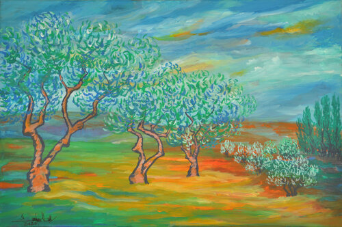 Olive Groves in Tuscan Light by Zelie Alice, Painting for Sale on Select