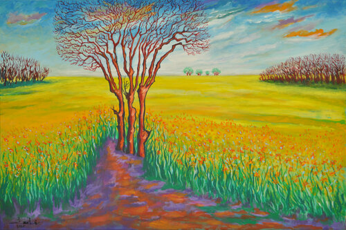 Colza Bloom in April by Zelie Alice, Painting for Sale on Select