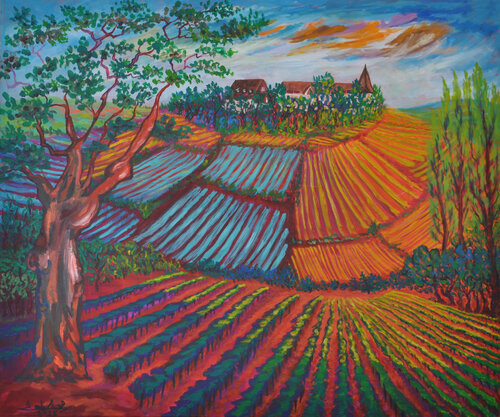 Vineyard Walk in Alsace by Zelie Alice, Painting for Sale on Select