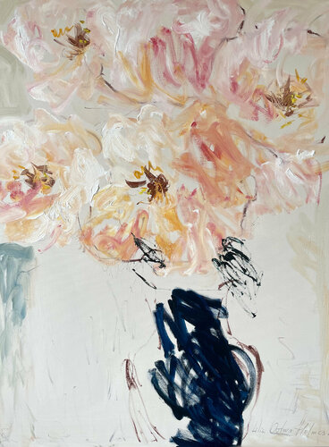 Peonies in a blue vase. von Lilia Orlova-Holmes, Malerei kaufen auf Select