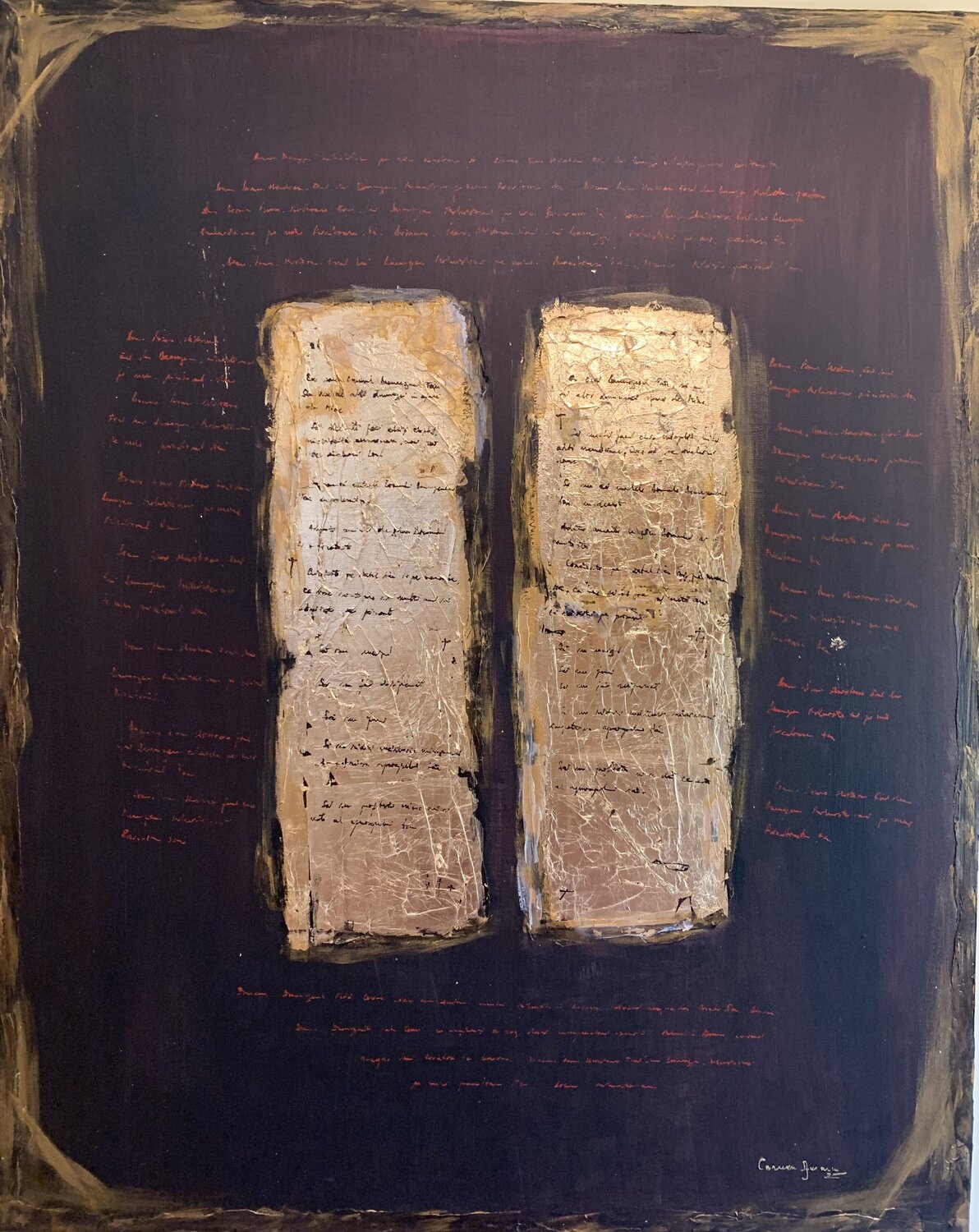 Tablele legii Carmen Aurariu Original painting for sale