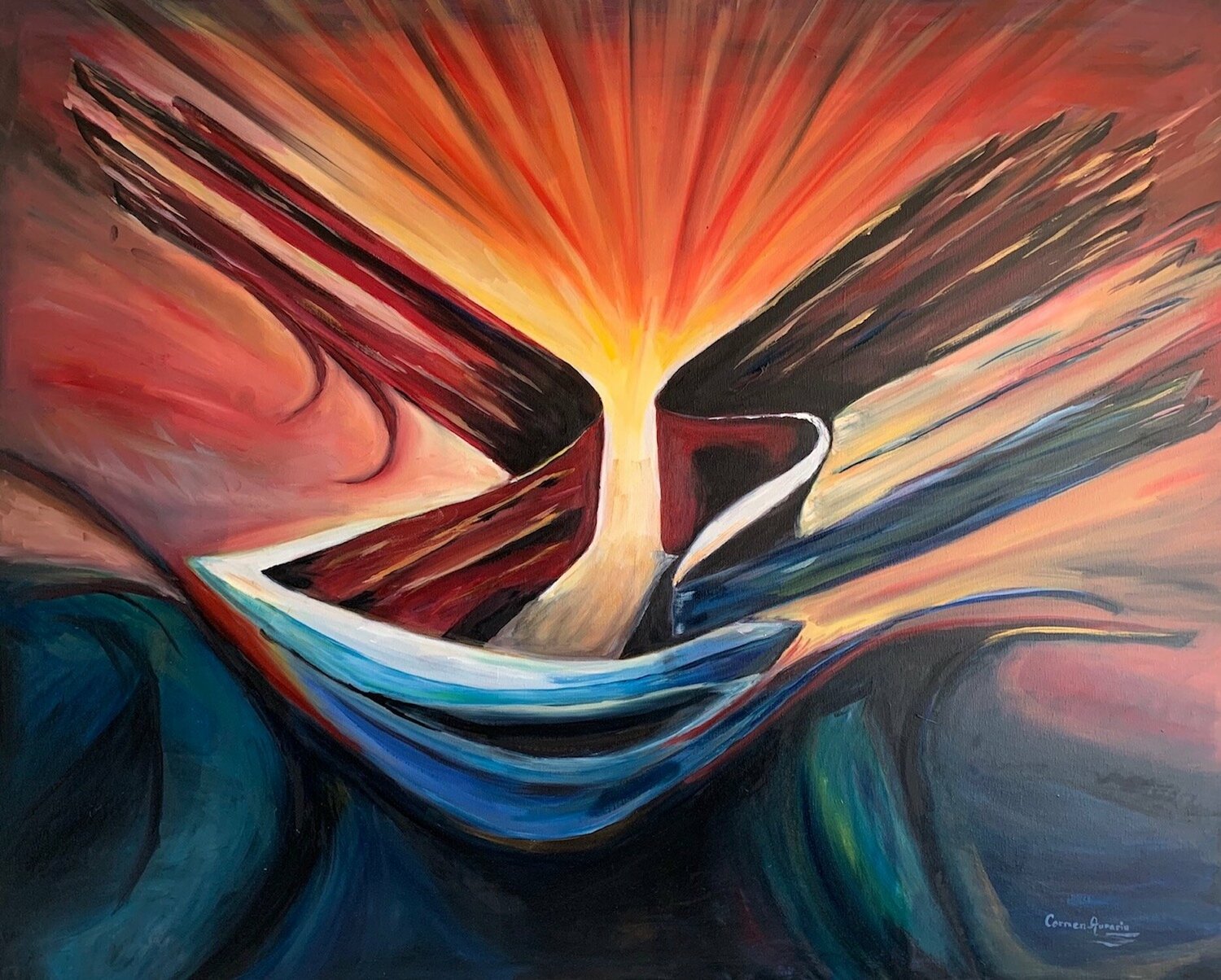 The Road to Light Carmen Aurariu Original painting for sale