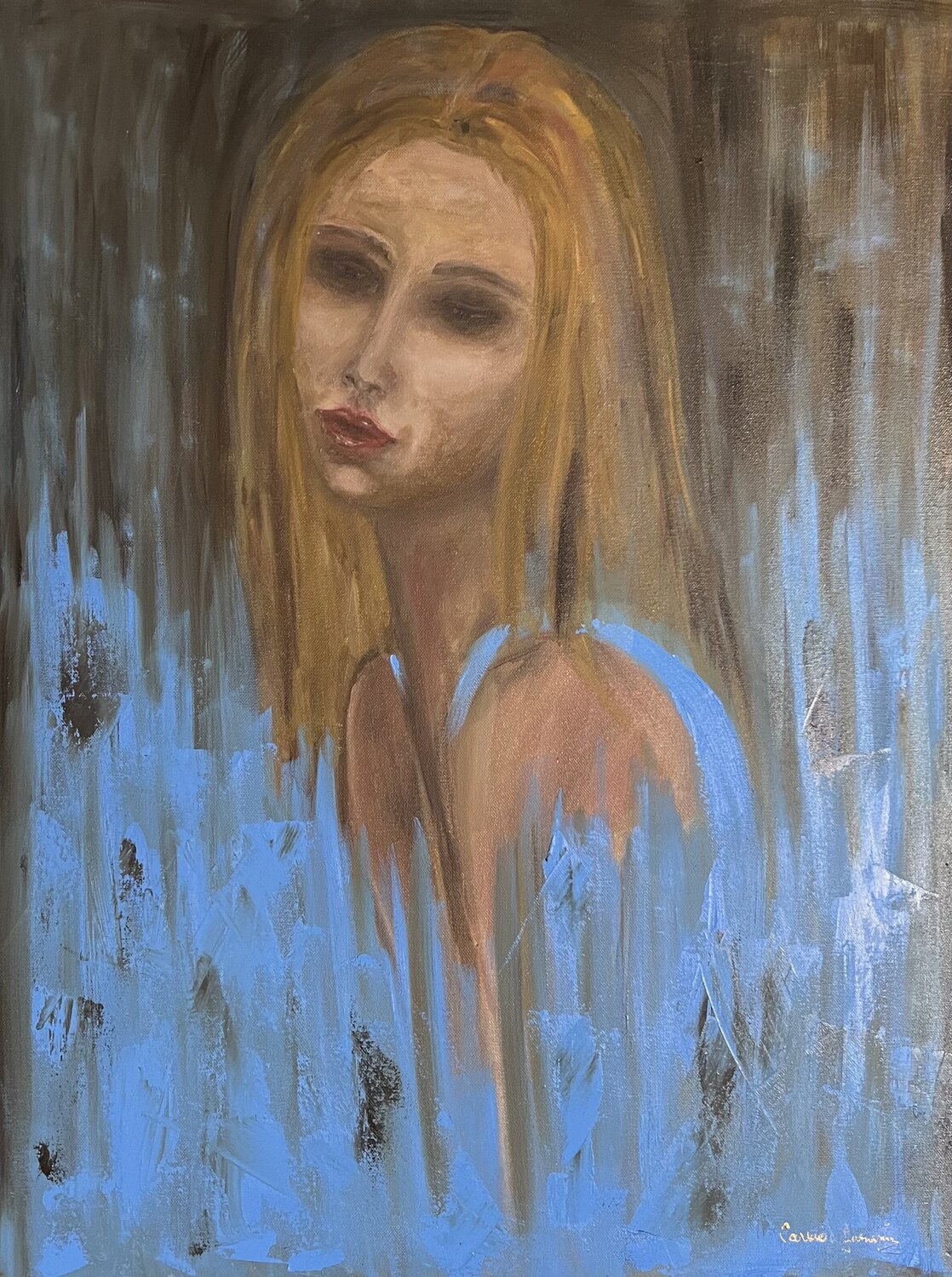 Blue Feeling II - Ballerina Carmen Aurariu Original painting for sale