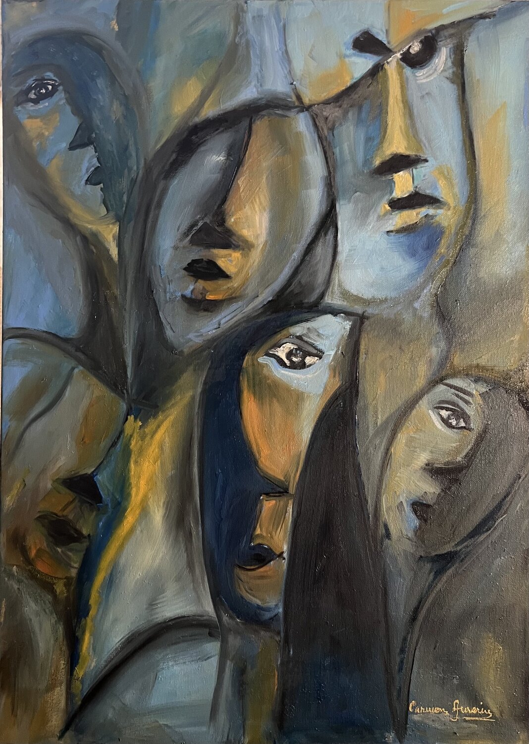 Blue feeling III Carmen Aurariu Original painting for sale