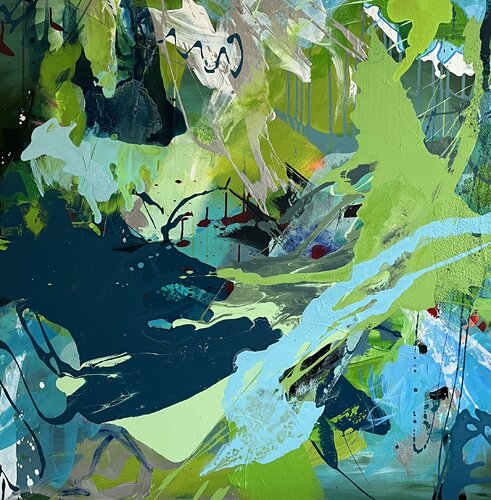 Green Lagoon by Claudia Dietschi, Painting for Sale on Select