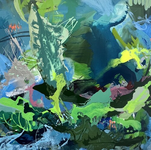Green Lagoon by Claudia Dietschi, Painting for Sale on Select
