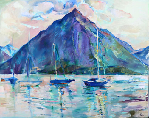 Thunersee, Schweiz by Elena Starostina, Painting for Sale on Select