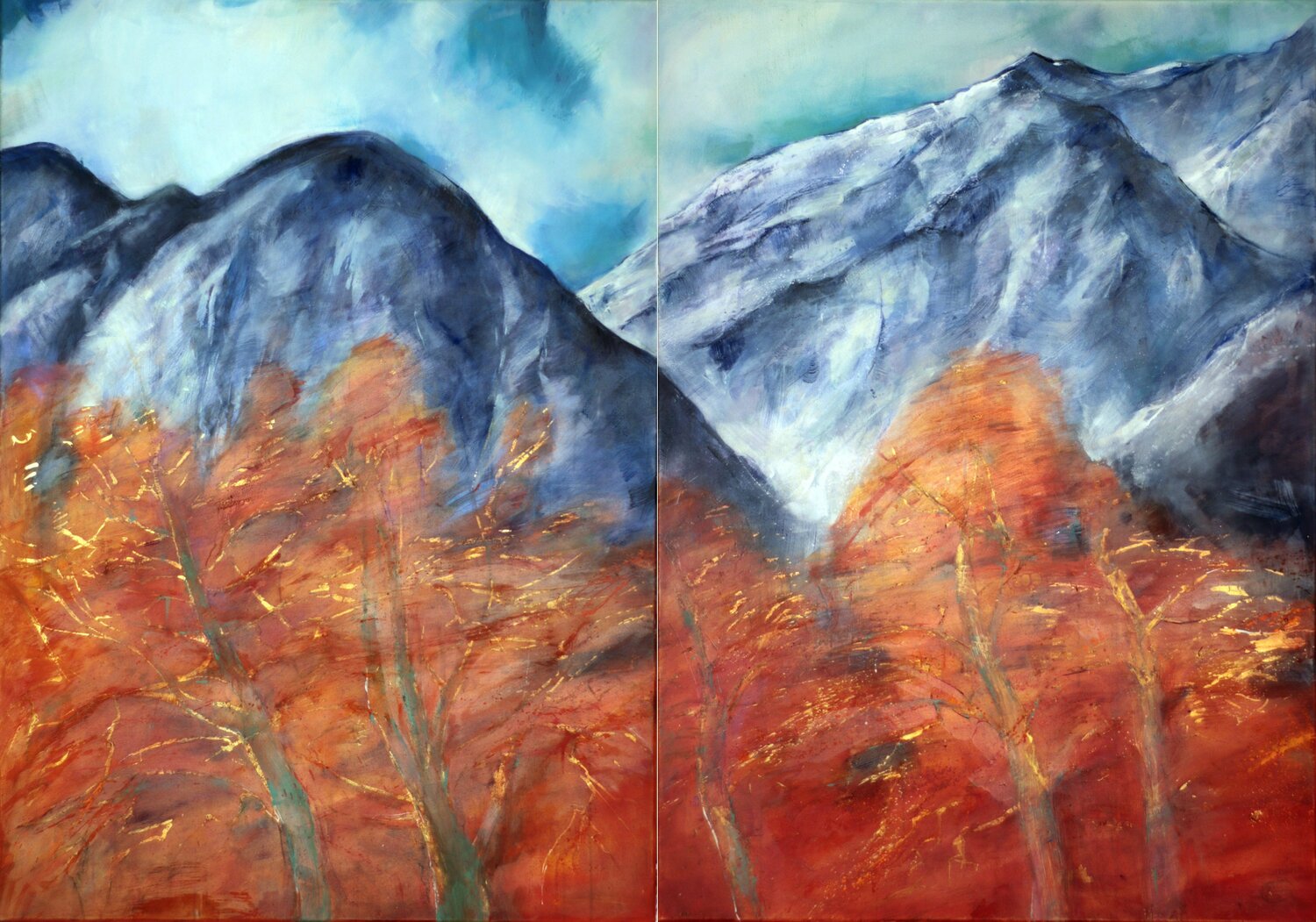 Herbst im Aostatal. Diptych. Elena Starostina Original painting for sale