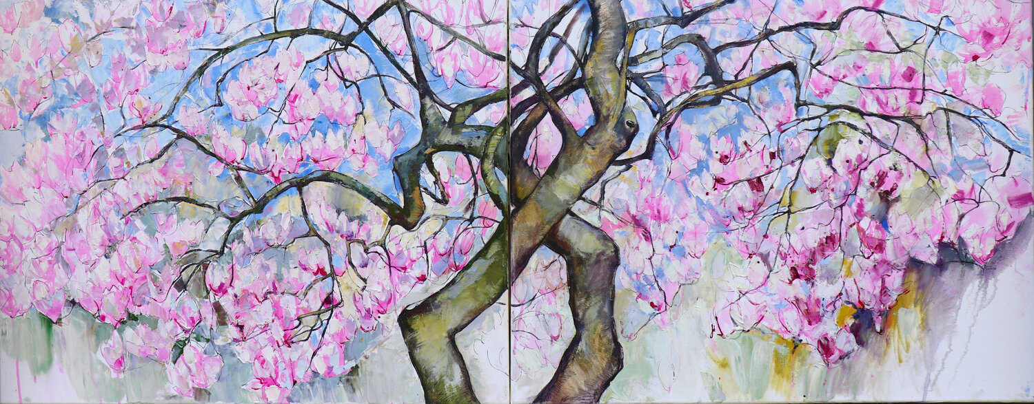 Magnolienbaum. Diptychon. Elena Starostina Original painting for sale