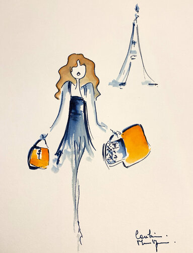 Paris Orange by Caroline Montigneaux, Drawing for Sale on Select